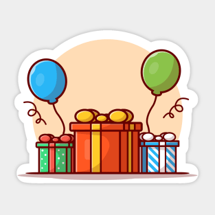 Gift And Balloon Birthday Party Cartoon Vector Icon Illustration Sticker